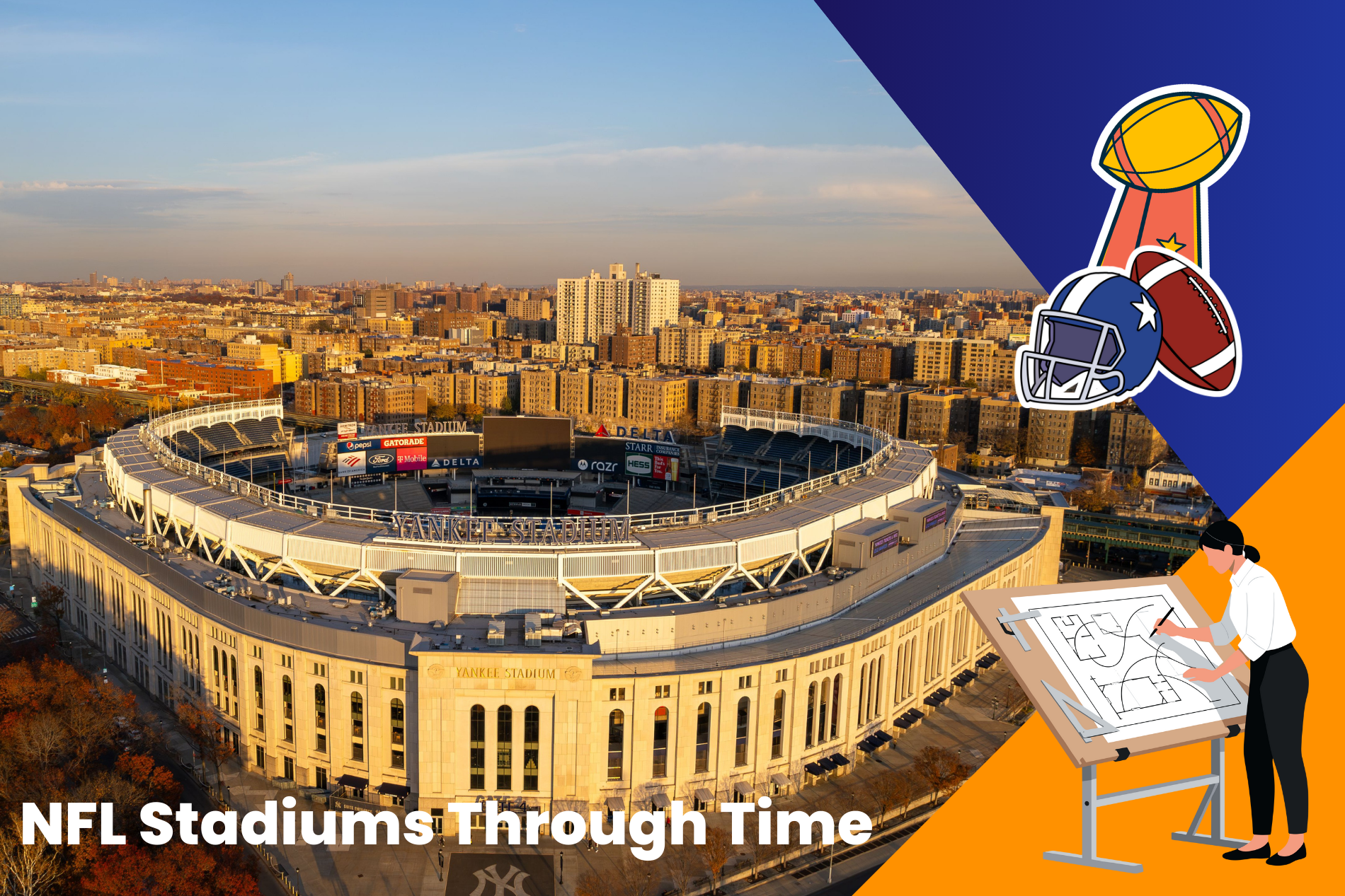 sports architecture blog thumbnail on NFL stadiums evolution